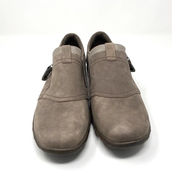 NWOB Cobb Hill Rockport Amalie Taupe Leather Brown Zipper Slip On Loafers - Picture 2 of 11